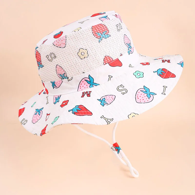 Children Bucket Hat for Girls Flower Baby Beach Mesh Hat Toddler Kids Wide Brim UV Protection Outdoor Panama Summer Sun Caps