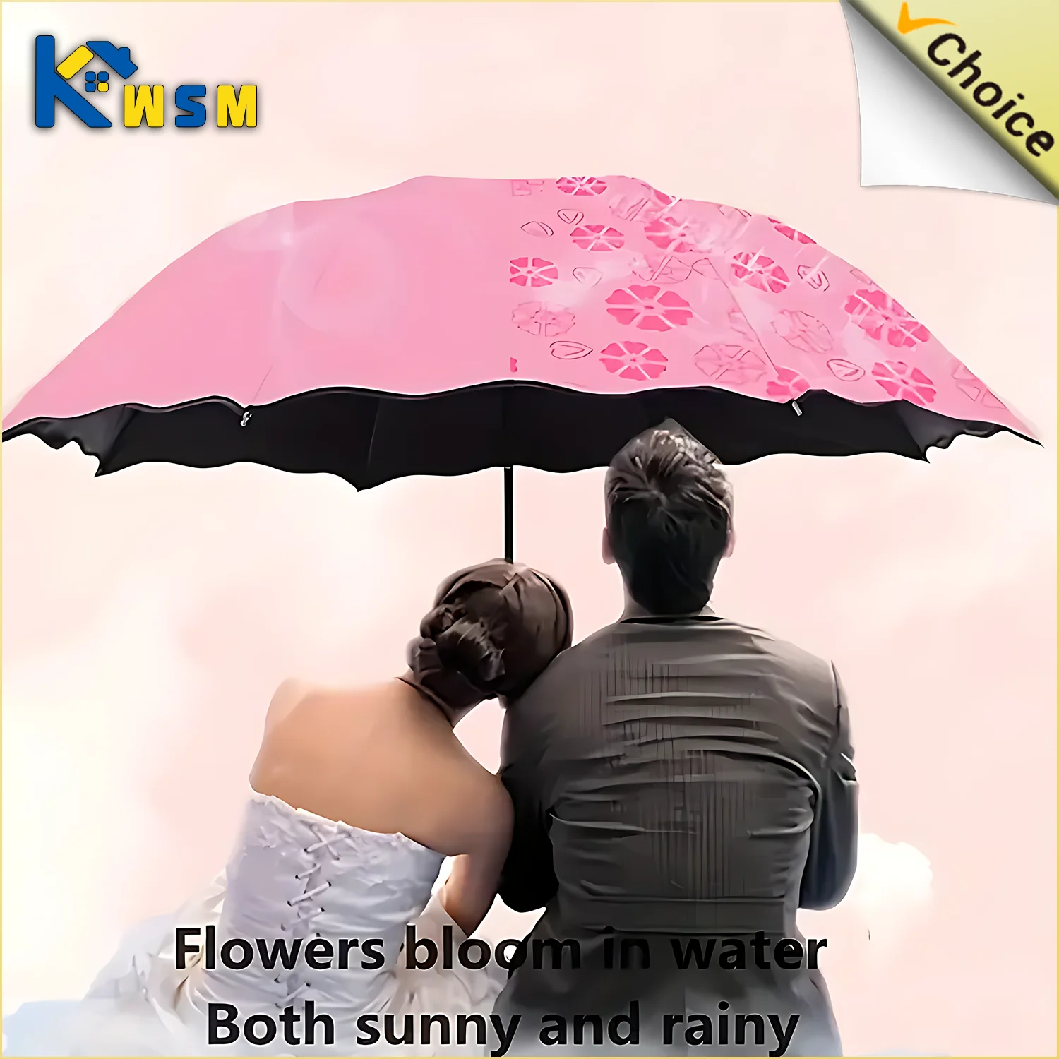 Portable Umbrella Creative Water Flowering Umbrella Ruffled Sunny and Rain Umbrella Windproof UV-proof Manual Vinyl Umbrella