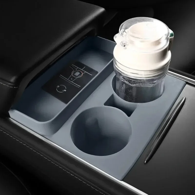 Tesla 모델 3과 모델 Y에 최적화된 실리콘 컵 홀더 겸 수납함