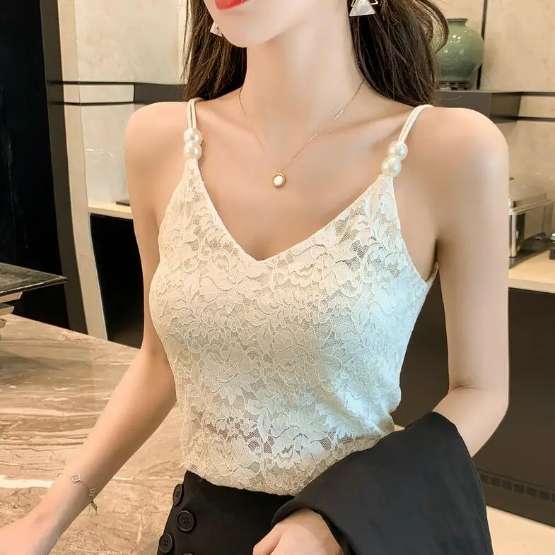 New Fashion Women's Summer Lace Vest Top Sleeveless Tank 2022 Summer Tops Sexy Clothes For Lady silk camisole Tanks & Camis