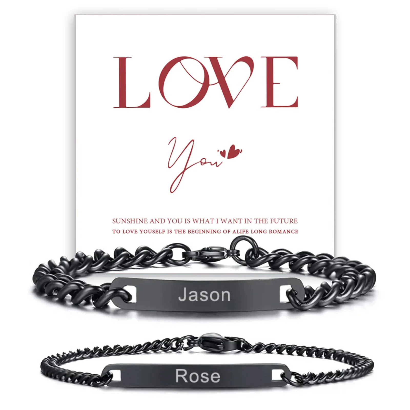 Bracelet Personnalisé Johnny Hallyday - Cuir Noir Et Acier Inoxydable - FranceKing