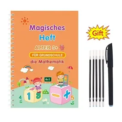 Magic Copybook for Children's Handwriting Practice with Free Shipping - Reusable Writing Sticker Set for Calligraphy (German Math)