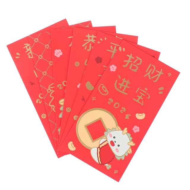 6Pcs Chinese Red Envelope Year of the Dragon Lucky Money Envelopes 202