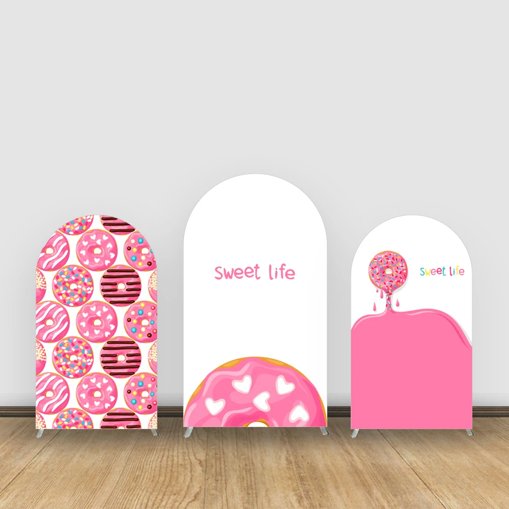 

Pink&Donuts Theme Balloon Arch Cover Suitable for Girls Birthday Party Background Decoration Shooting Props Customizable