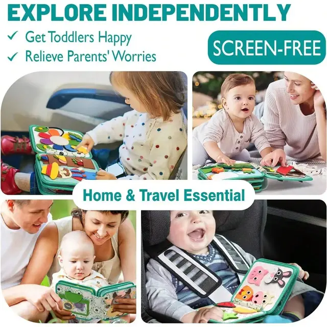 Busy Book for Toddlers Montessori 3D Felt Quiet Book for Preschool Learning Fine Motor Skills，Sensory Activity Travel Toy 2
