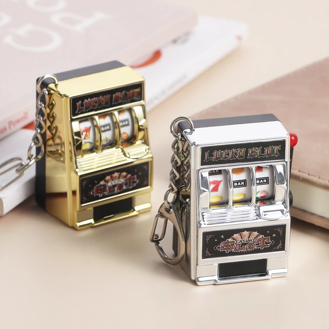 Mini Gambling Slot Machine Key Chains Pocket Fruit Lucky Jackpot