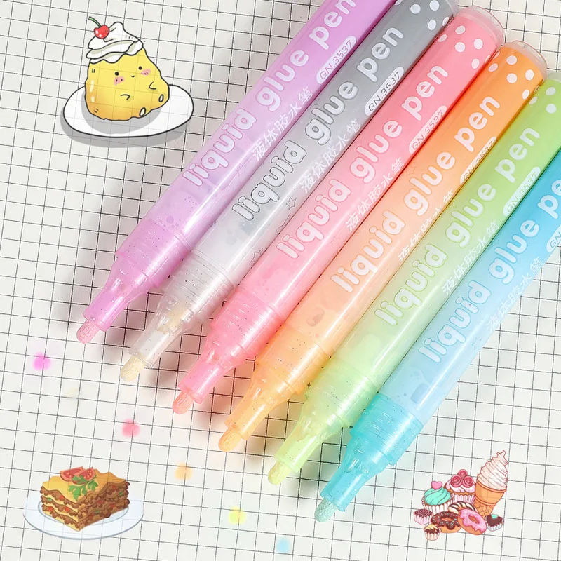 

Liquid Glue Pen Dot Liner Contact Adhesive Pastel Dispensing Quick-drying Glue Portable for Memo Diary Album Journal Stationery