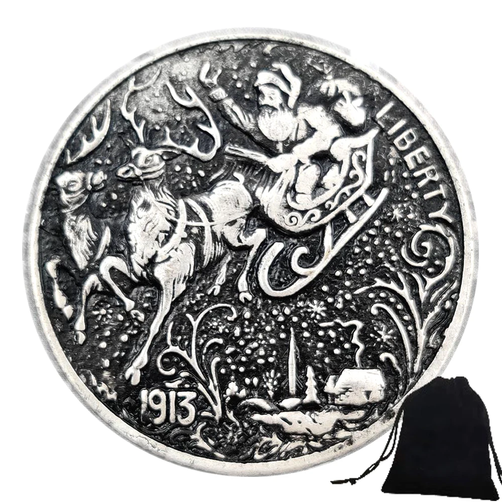 

Luxury Nightclub Santa Claus Love Coin One-Dollar Art Couple Coins Fun Pocket Decision Coin Commemorative Lucky Coin+Gift Bag
