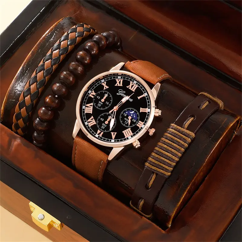 Fashion Mens Sports Watches Man Business Quartz Wristwatch Luxury Brown