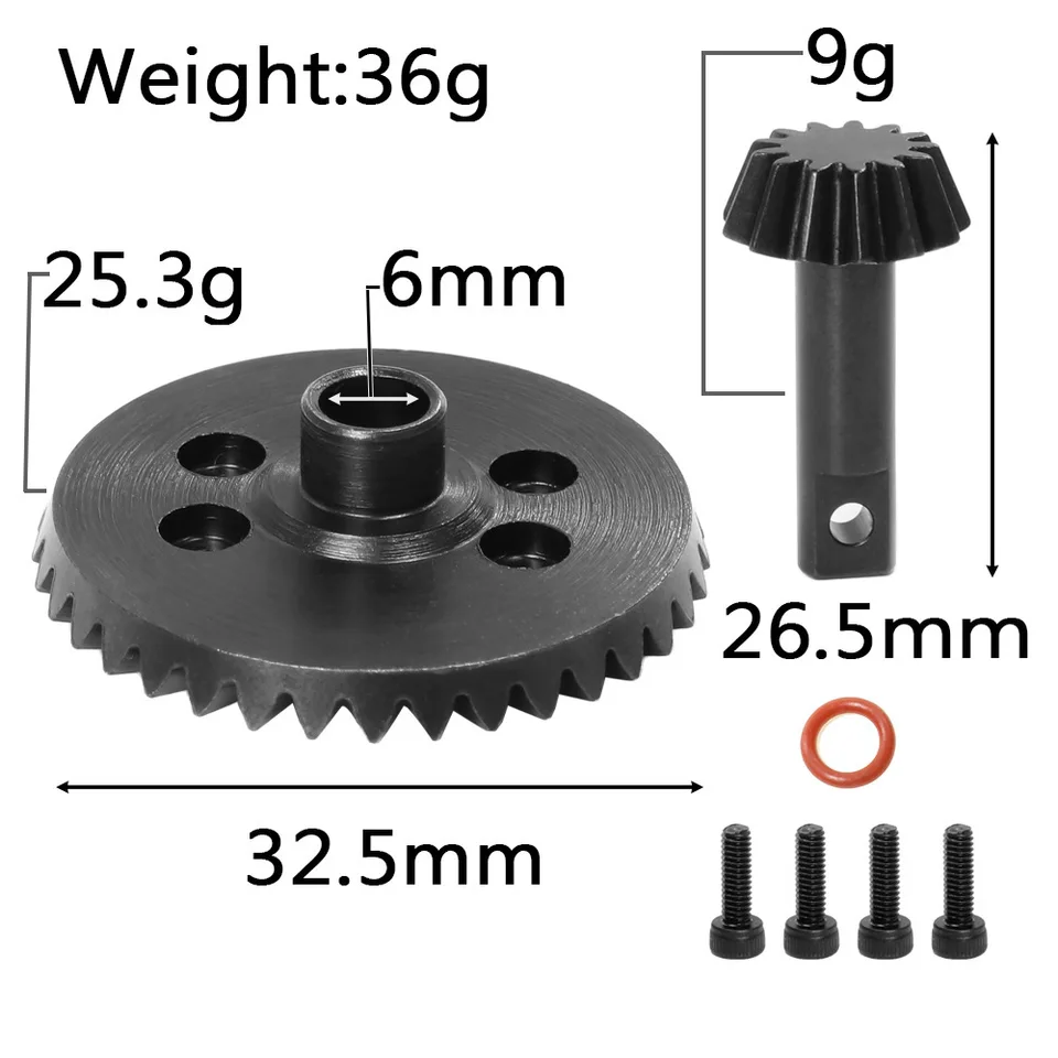 Set Ingranaggi Differenziale 37T E Pignone 13T In Acciaio Temprato Per Traxxas Maxx 1/10 – Ricambio Anteriore E Posteriore - 3