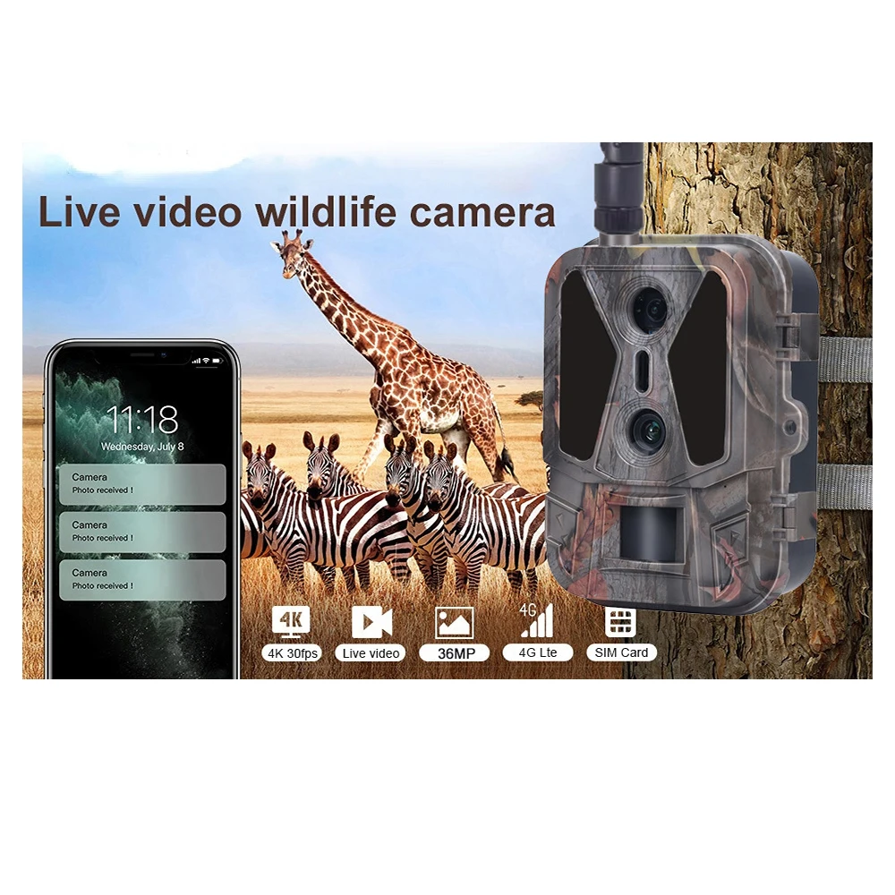 HC-950PRO 4G 36MP 4K Live Streaming Night Vision Cloud Strorage Internet Dual Lens Hunting Trail Camera Video Telecamera IP65