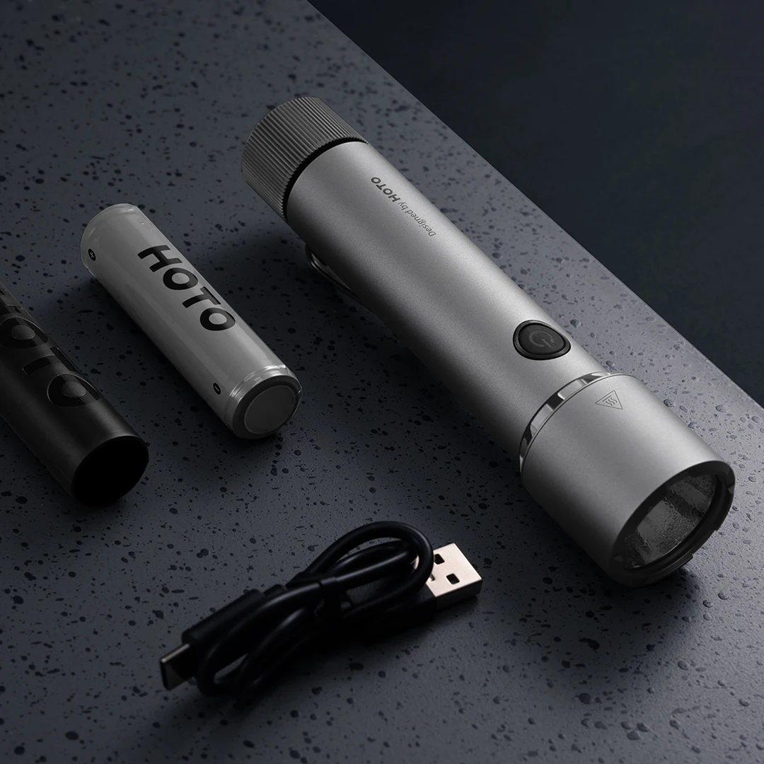 HOTO Flashlight 2300 lms Outdoor Hard Light IP68 Waterproof Hiking Self-defense Strong Light Torch Dual Power charging led flashlight,mini flashlight,led flashlights,camping light,mini led flashlight,led torch light