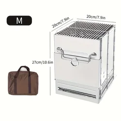 Compact Foldable Stainless Steel Camping Stove with Mini Charcoal Grill (M size)