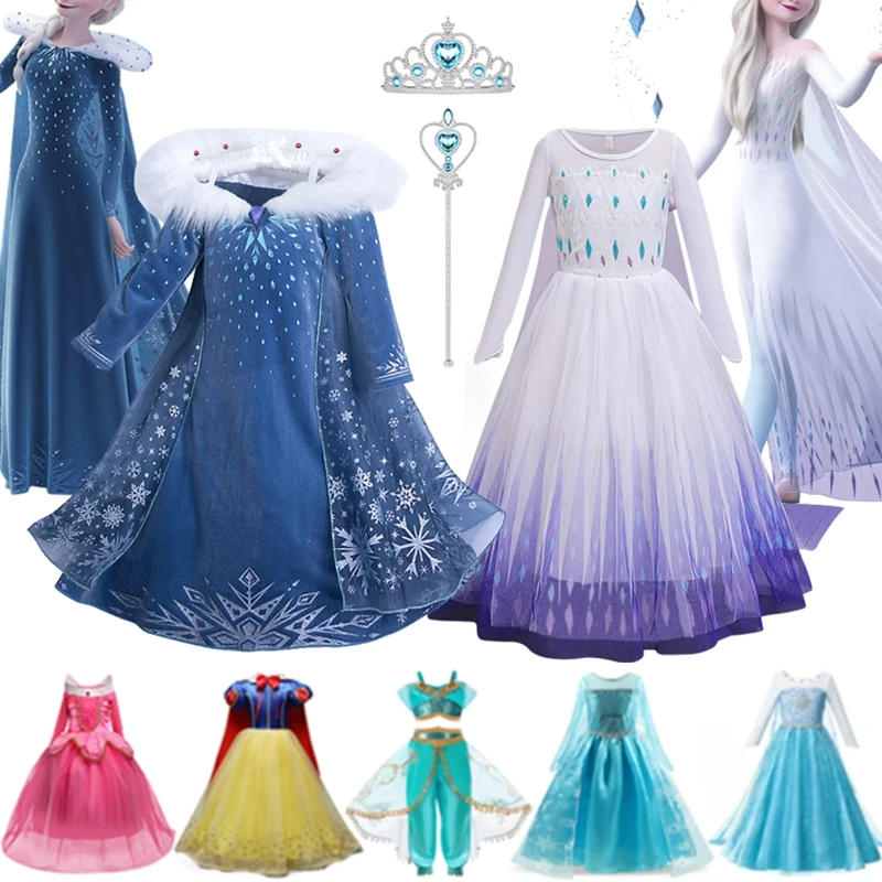 Queen Elsa Princess Dress for Girls 2024 New Halloween Costumes for Birthday Party Ball Gown Carnival Cosplay Clothing 3-10Y Kid