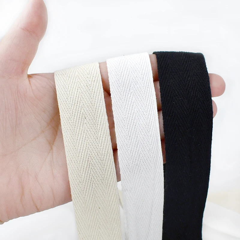 1Roll=50Meters 10-50mm Cotton Ribbon Webbing for Bags Strap