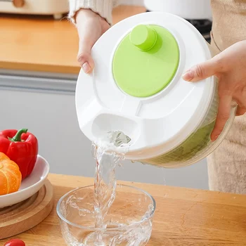 Disidratatore manuale multifunzionale per verdure per uso domestico - Spinner per insalata con frutta, cestello di scarico per lattuga | Gadget da cucina domestici 1