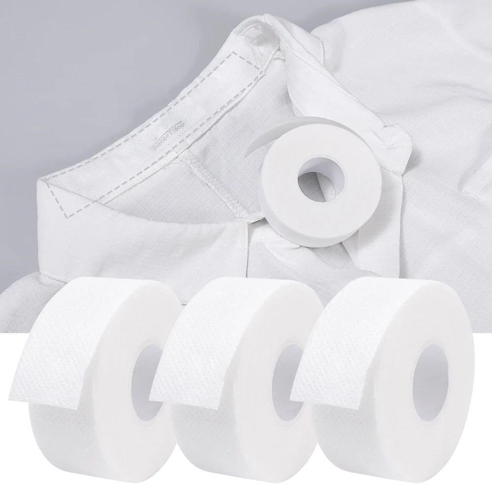 Disposable Self-Adhesive Collar sticker Women Men Absorbent Anti-dirt T-shirt Collar Sticker Protector Neck Liner Pads 8M*2.CM Self Adhesive Fabric Tape Self Adhesive Tape Clothing Auxiliary Fabric