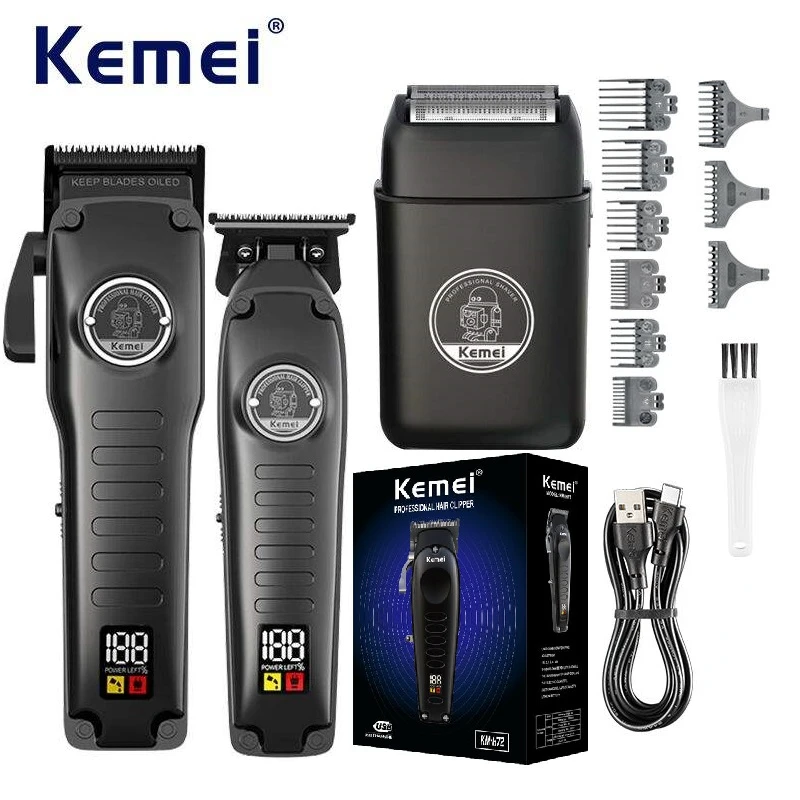 Professional Cordless Rechargeable Hair Clippers Set Km-1827 Km-H73 Barber Hair Clipper Electric Rechargeable Best Hair Trimmer