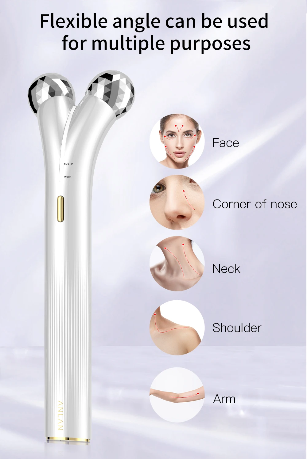 Anlan ems face roller electric v face massagers microcurrent face lift beauty machine slimmer double chin massage skin care tool