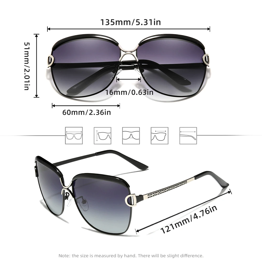 نظارات شمسية مستقطبة للنساء بإطار كبير، نظارات بعد...