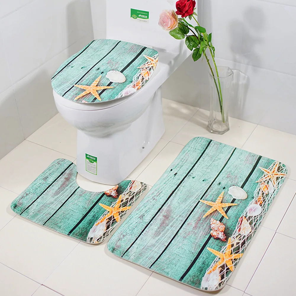 

3 Piece Set Marble Floor Mat Door Mat Bathroom Carpet Waterproof Bathroom Carpets Toilet Seat Cover Floor Mat Bathroom Decor