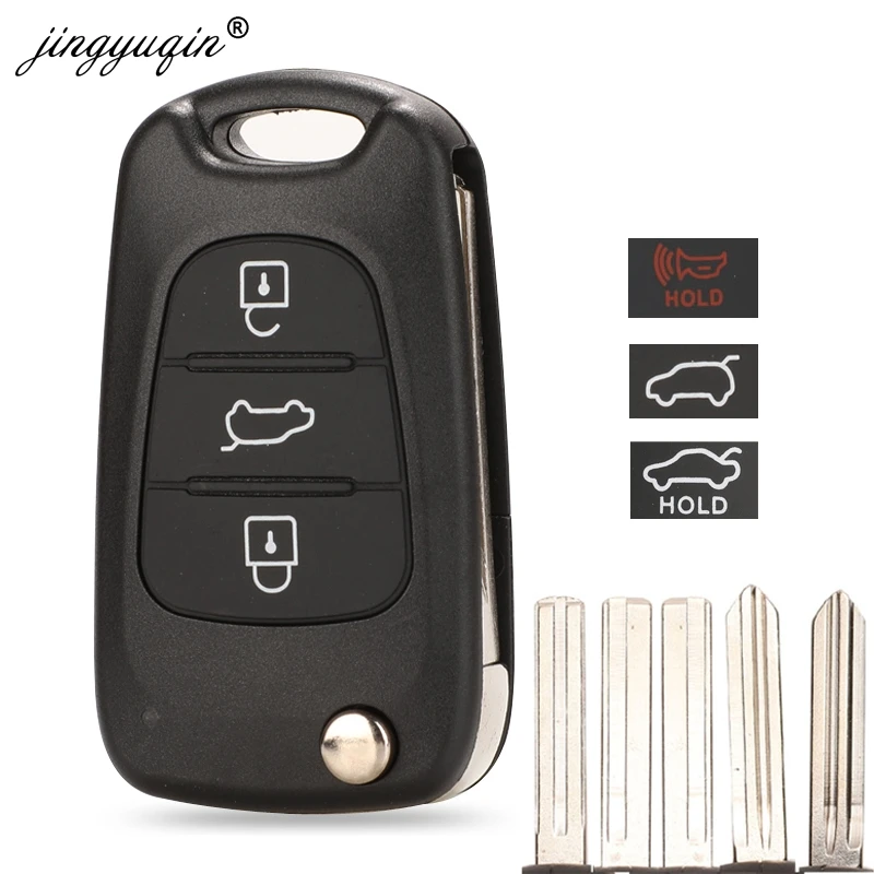 Key case jingyuqin Flip Remote Car Key Shell Case For Hyundai Avante I30 I40 I20 IX35 Accent Kia K2 K5 Rio 3 Picanto Ceed Cerato Sportage