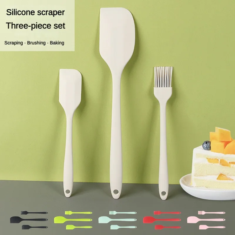 Silicone Cooking Spatula 3-piece Spot Integrated Silicone Spatula Oil Brush 3-piece Set Baking Cream Spatula Single Cake Scraper Baking Tool
