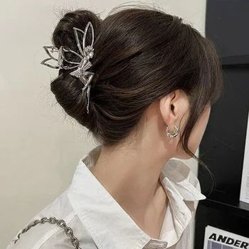 New Shiny Rhinestone Crystal Little Angel Headwear Metal Claw Clips Girl Elegant Ponytail Claw Clip Elf Hair Accessories Gift 2