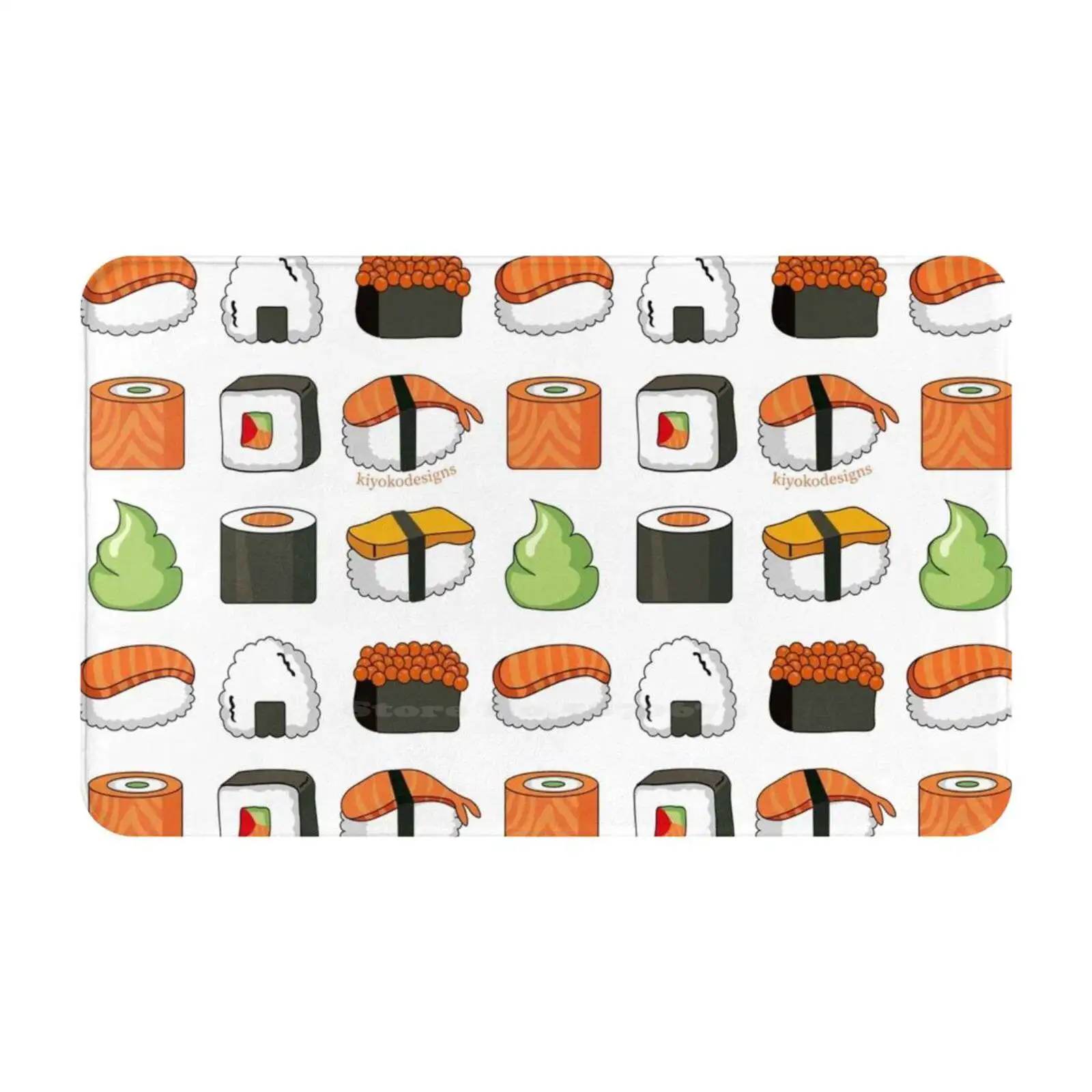 Sushi Door Mat Foot Pad Home Rug Onigiri Sushi Art Vector Art Vector Illustration Illustrazione Digitale Giapponese Wasabi Sushi