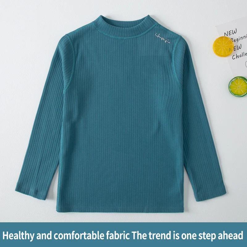 Children's Autumn and Winter Boys and Girls Half-high Neck Warm inside Top Long-sleeved T-shirt Base children underwear suits children clothes