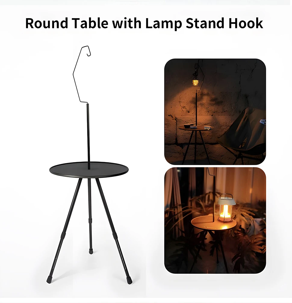 Description Picture 4 of itemWESTTUNE Camping Round Table with Light Stand Ultralight Portable Folding Table with Adjustable Legs for Picnic Indoor/Outdoor