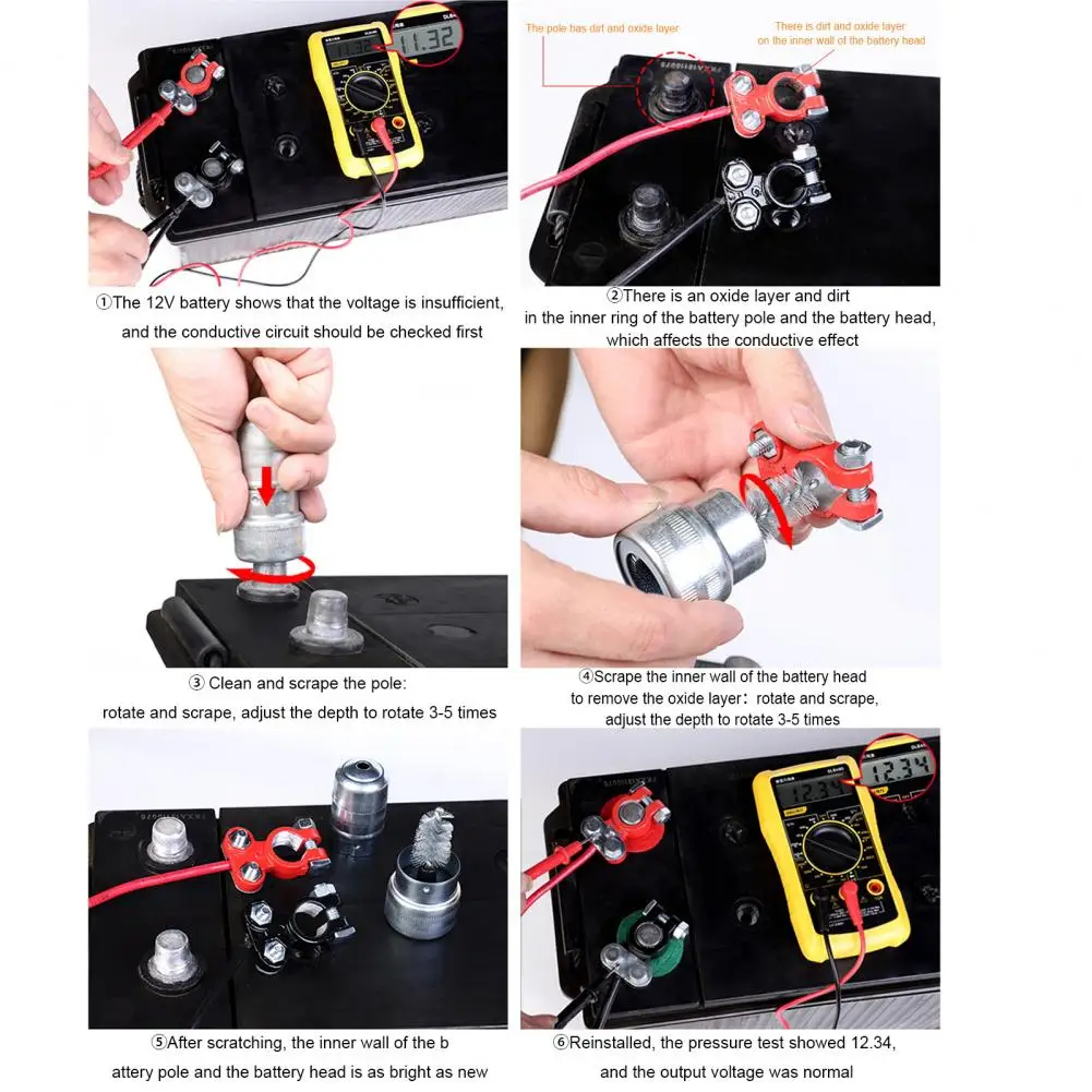 Battery Terminal Cleaning Brush Easy-to-Use Removes Corrosion Extends Battery Life Tool for Cars Boats Trucks car cleaning accessories battery cleaning brush