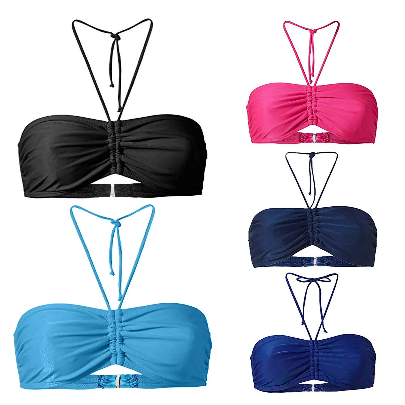 SummerWomensSummerMixPlainBikiniBandeauTopSwimwearBeachwear