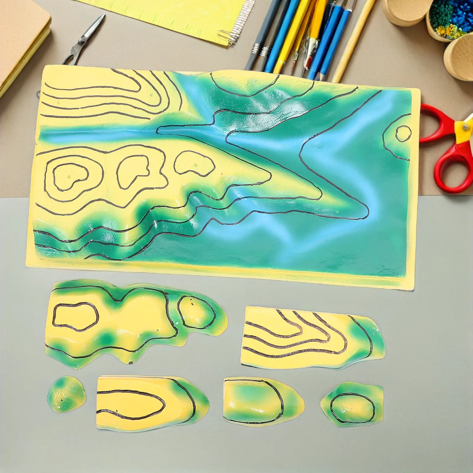 중학교 교육용 지형 지선 지도 플라스틱 지형 지리 교구 교실 학습용