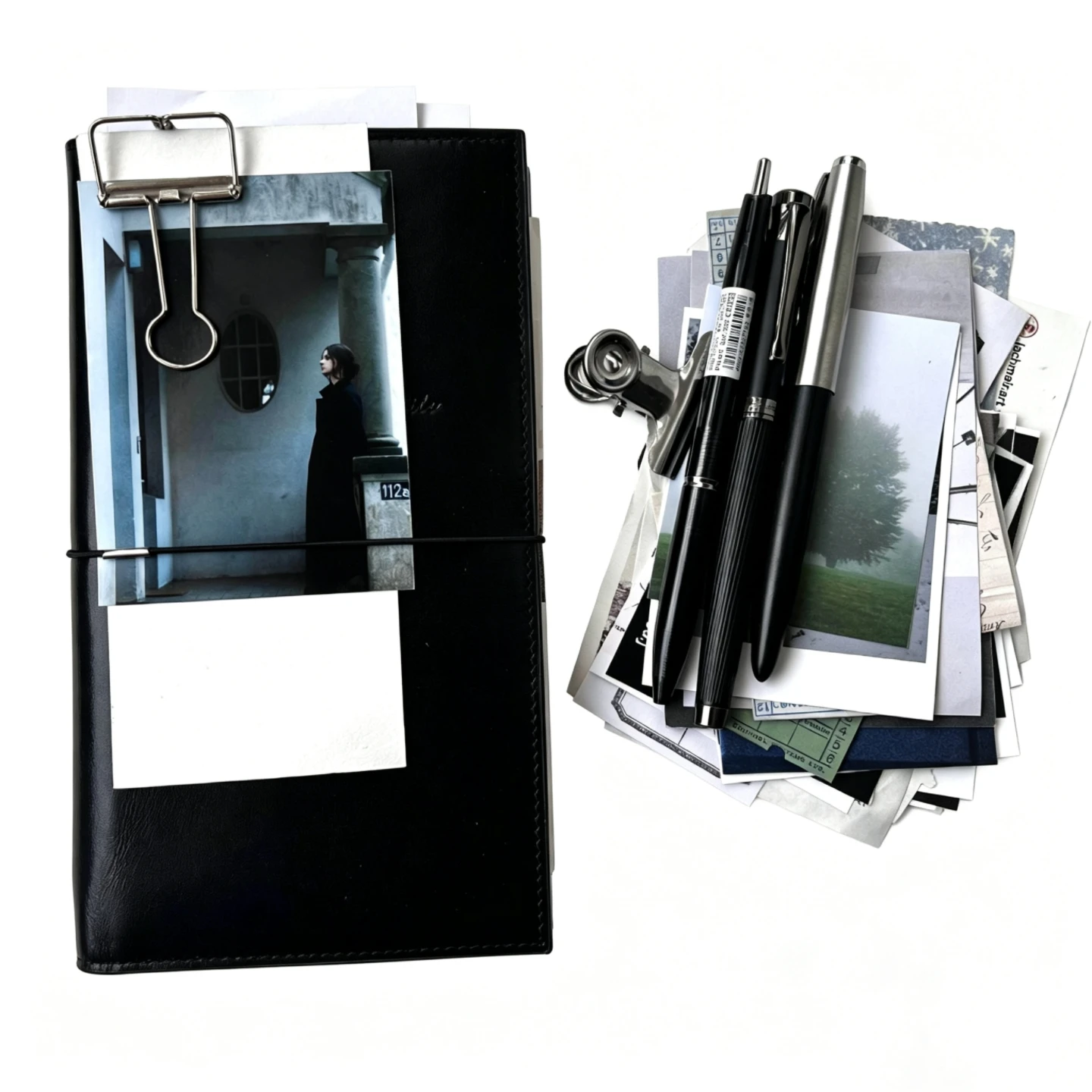 Vintage Minimalist Black Leather Refillable Journal and Planner