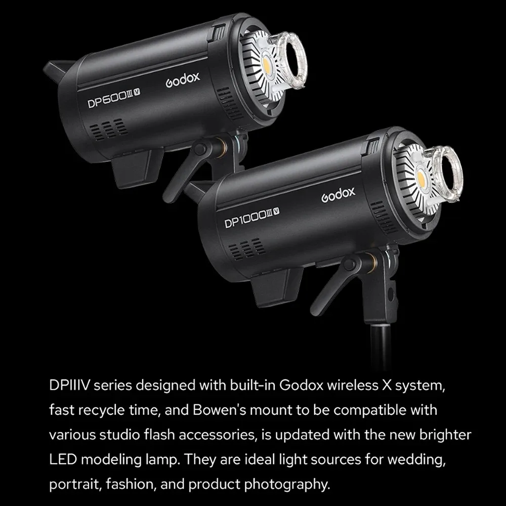 Godox DP400IIIV DP600IIIV DP800IIIV DP1000IIIV 전문 스튜디오 플래시 스트로브 사진 촬영용 모노라이트 (표준 반사판 포함)