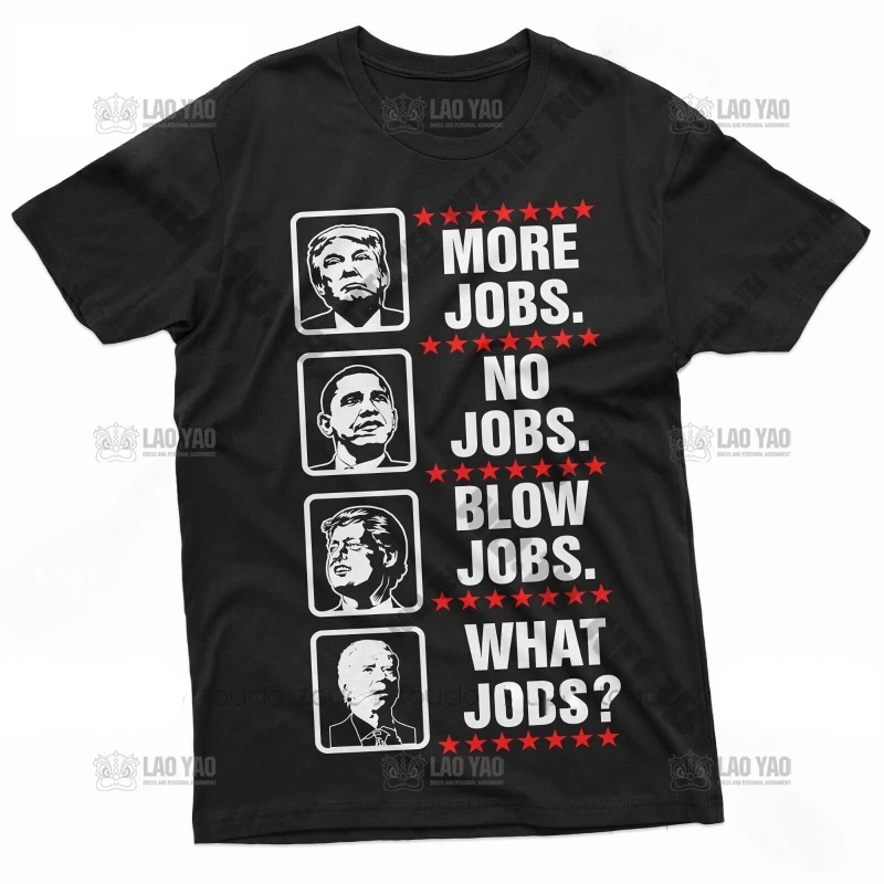 

Мужская забавная Противоударная рубашка с надписью What Jobs Трамп 2024, консервативная футболка с республиканским принтом, рубашки для фото