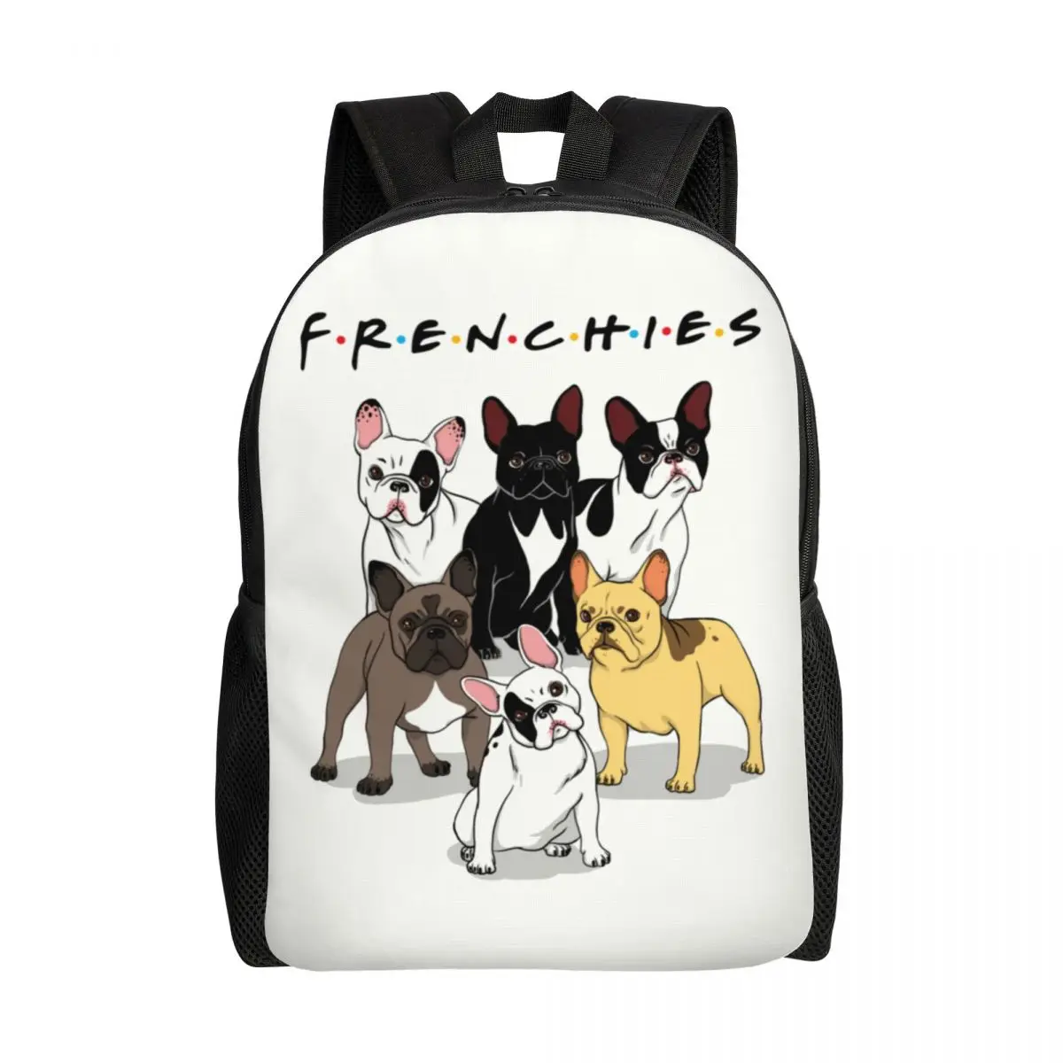 

Custom French Bulldog Backpack Men Women Basic Bookbag for College School Frenchie Animal Pet Dog Bags