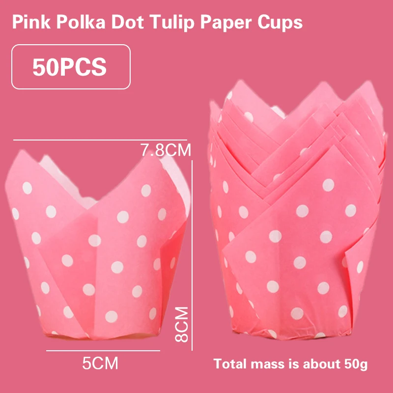Tulip Muffin Cupcake Paper Cups - Oilproof Liners for Baking and Decorating (50 Pack)