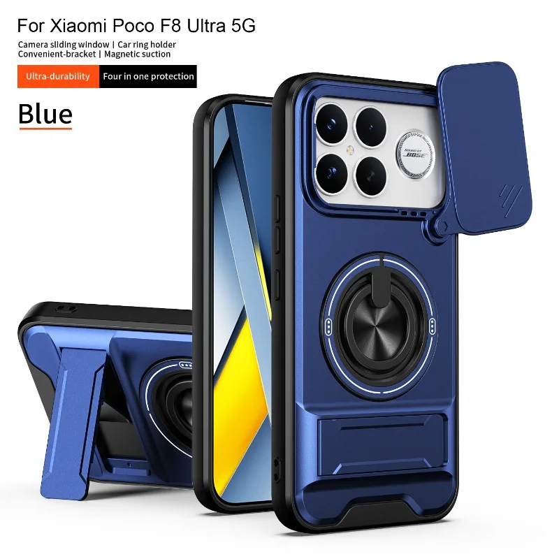 Shockproof Armor Protective Case with Magnetic Ring Holder and Magsafe Compatibility