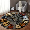 Guitar Pattern Round Area Carpets Teens Dorm Bedroom Bedside Foot Mat Living Room Dining Room Non-slip Chair Mat Home Decor Rugs 2