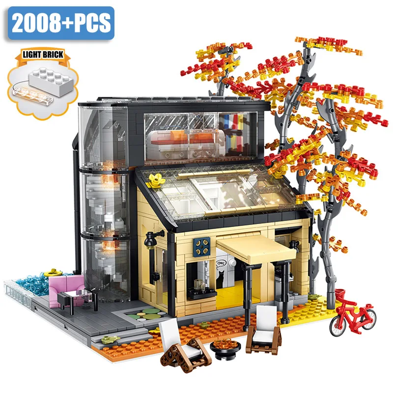 

City 2008pcs Maple Forest Villa Architecture Dream House Building Blocks DIY Creative Friends House Bricks Toy For Children Gift