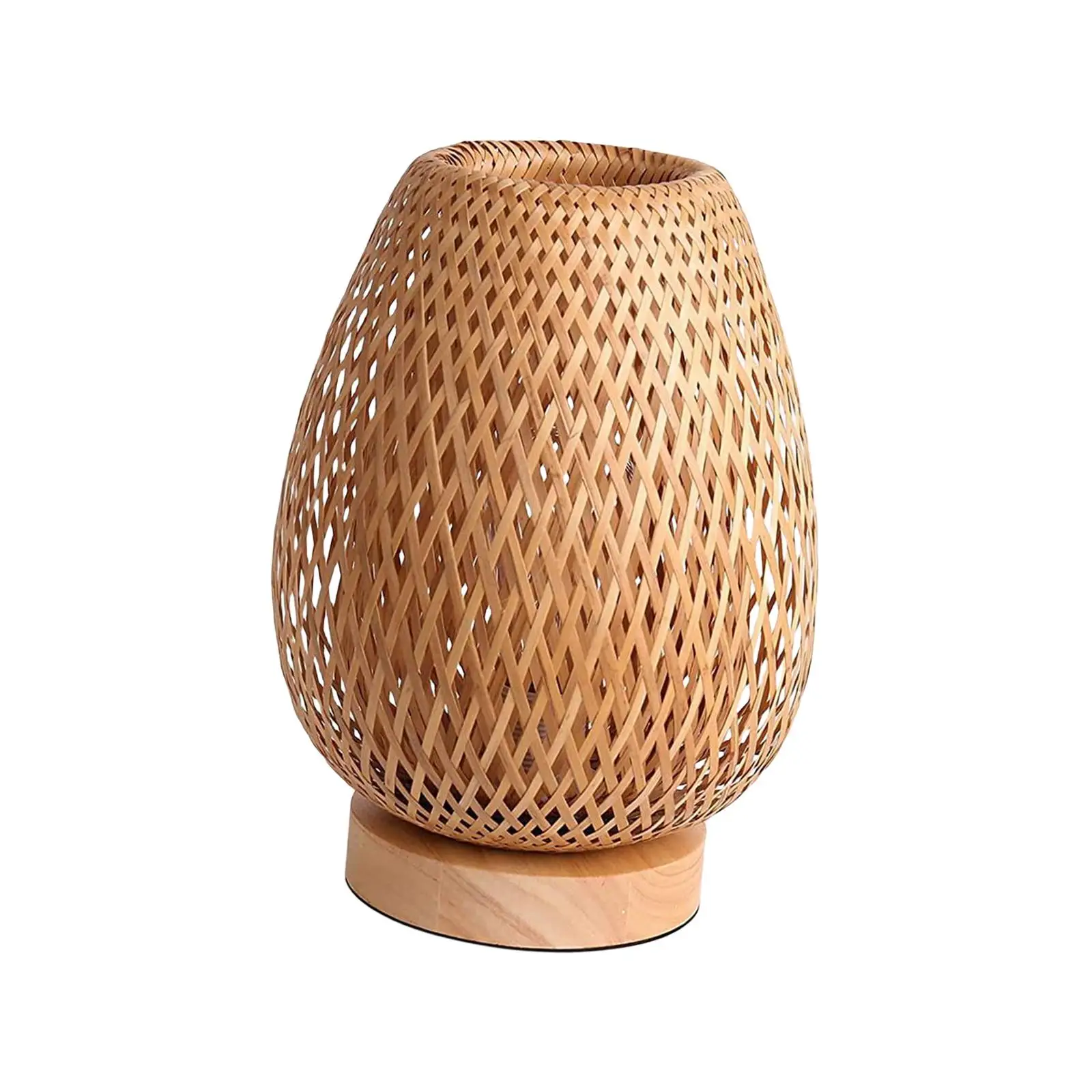 Bamboo Lampshade NightStand Lamp Decorative Simple Lantern for Office Bedroom EU Plug