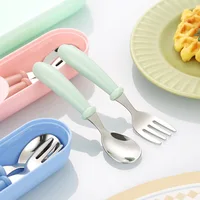 2pcs 304 Stainless Steel Spoon and Fork Set Kidsren's Portable Cutlery Box 5