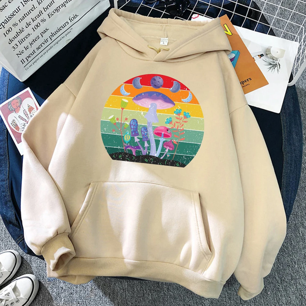 

Cottagecore Dark Academia Aesthetic Mushroom Moon Witchy Hoodies Men Oversize Clothes Loose Fleece Clothes Pullovers Clothes Man