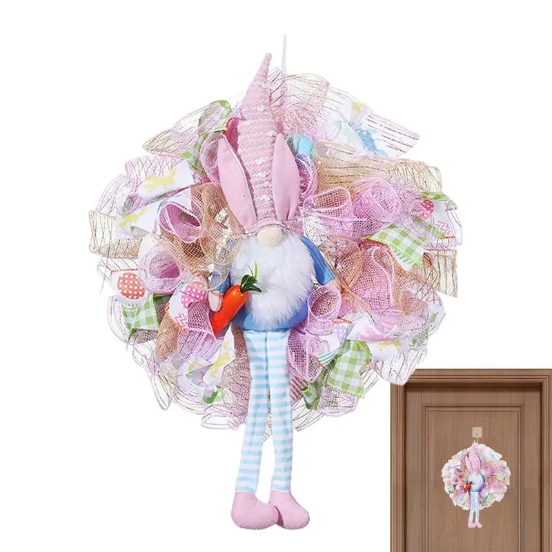 

Пасхальные венки для входной двери, пасхальный дверной венок в виде кролика, мешковины с милым Кроликом, многоразовый дизайн моркови