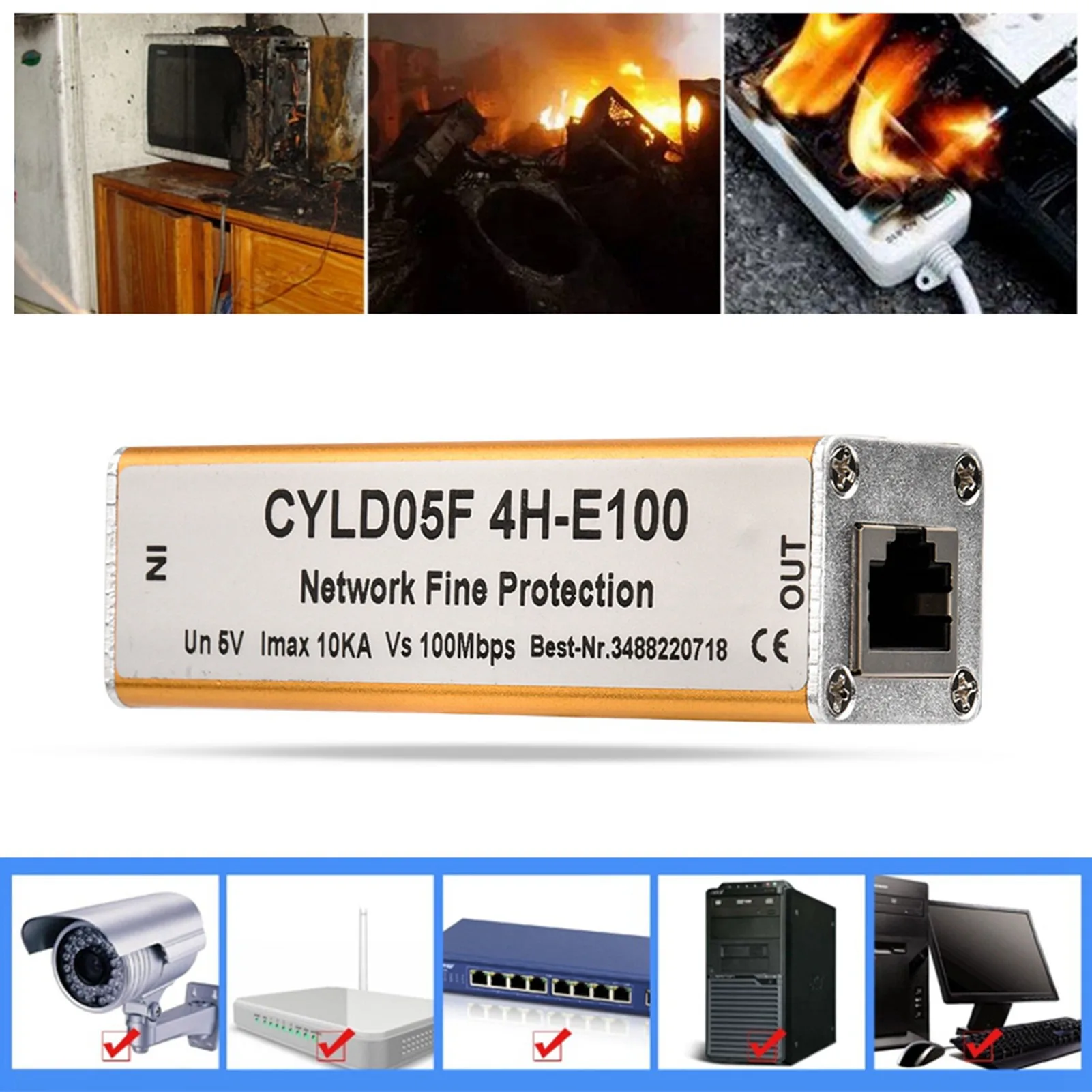 ZK40 RJ45 RJ11 Adapter Ethernet Network Surge Protector Thunder Lighting Arrester Protection 5V