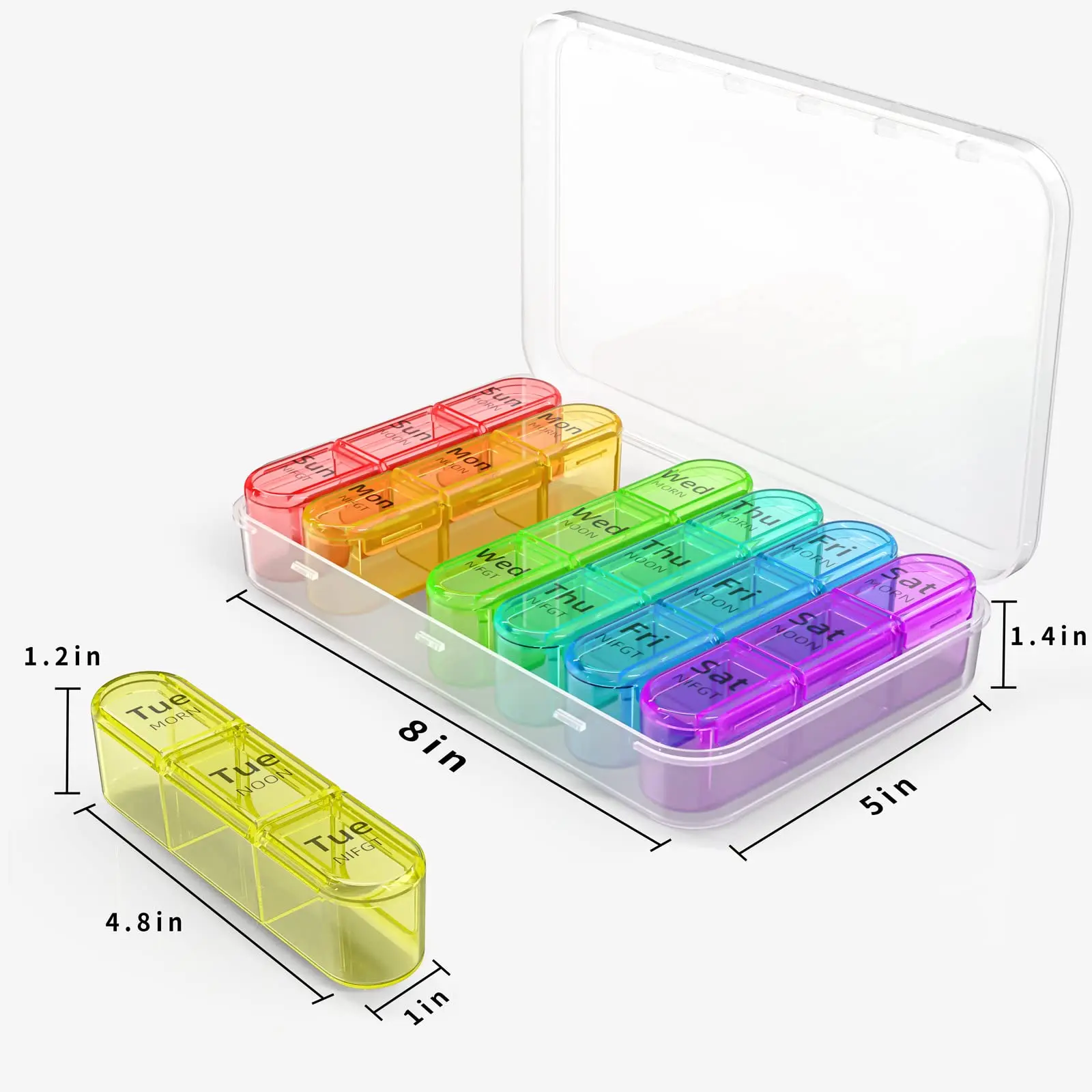 Weekly Pill Organizer with 3 Daily Compartments - Travel-Friendly Vitamin and Medication Case