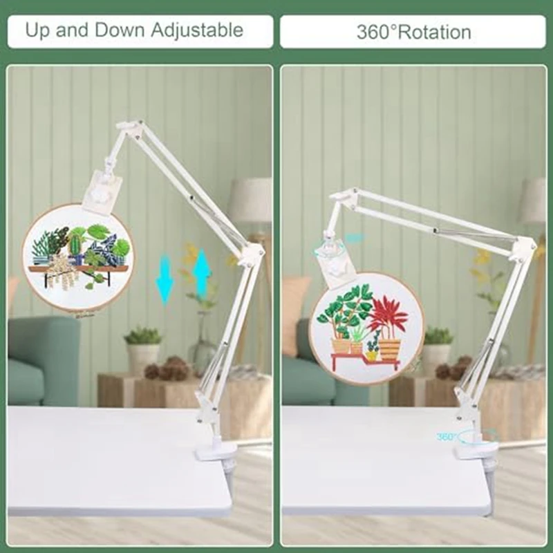 Adjustable Embroidery Hoop Stand-Folding Embroidery, 360 Degree Rotating Crossstitch Stand For Needle Point Projects A Durable