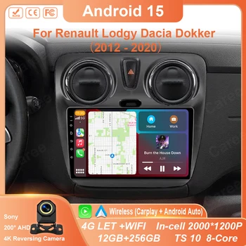 Para Renault Dokker Lodgy Dacia 2012 - 2020 Radio de coche Multimedia Android 15 reproductor Android Auto Carplay unidad principal navegación GPS 1